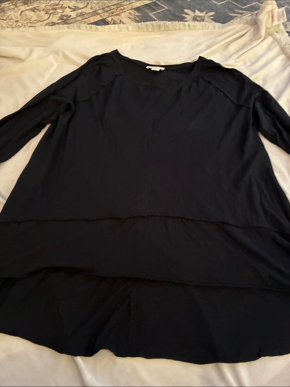 Style & Co. Black Layered Long-Sleeve Tunic
